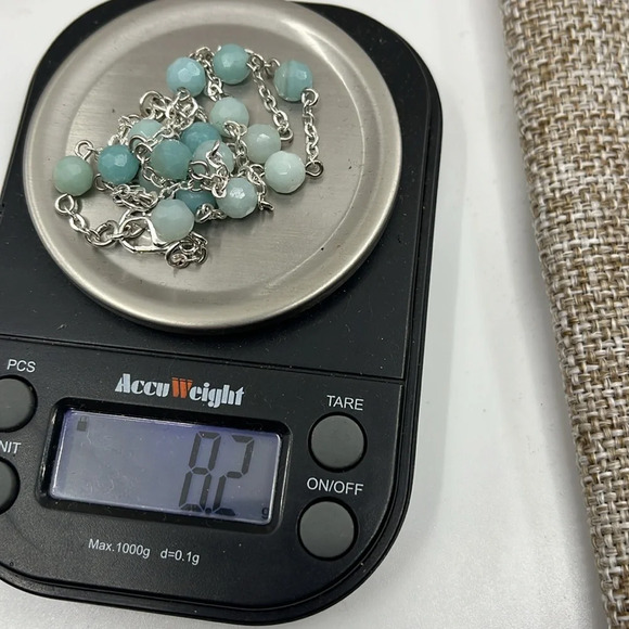 Vintage Napier Silver Tone Necklace with Aqua Blue Stones 14"-16" - Picture 8 of 10